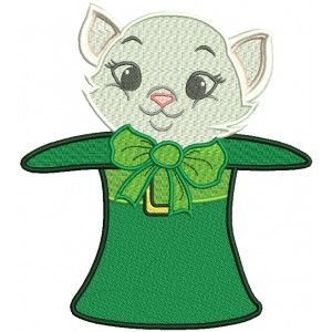 Cat Inside Big Hat St. Patrick's Day Filled Machine Embroidery Design Digitized Pattern